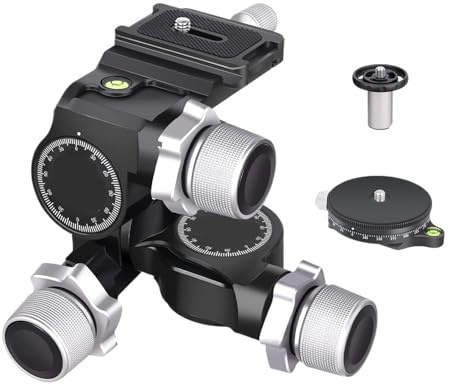 camear accessorise, GR5 3-Way Geared Tripod Head CNC Aluminum Alloy, Millimeter Micro Adjustment, With Arca Type QR Plate, Load Capacity 6kg,for parts(GR5 kit)