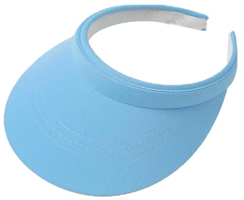 Carnavalife Visera Sol Deportiva Protección UV, Banda Absorbente Sudor, Cinta Rizo, Diseño Abierto Mujer/Hombre para Golf Tenis Running Senderismo, Playa Ciclismo, Color Celeste