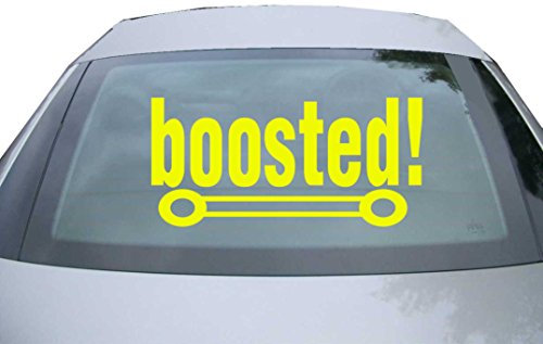 Indigos UG Aufkleber Heckscheibe & Motorklappe - neongelb - 600x285 mm - boosted! - selbstklebender Sticker für Auto, Fenster, Bus oder LKW
