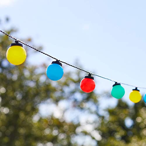 Lights4fun 30er LED Party Lichterkette bunt strombetrieben Timer Innen und Außen Kugeln Glühbirnen Outdoor Lichterkette Balkon LED Lichterkette Außen