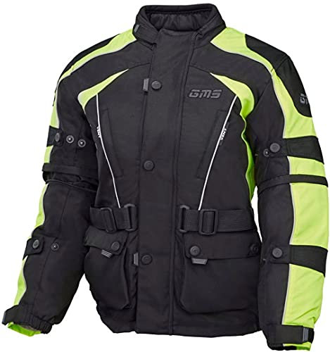 gms Twister Giacca Tessile per Moto per Bambini (Black/Yellow,XL)