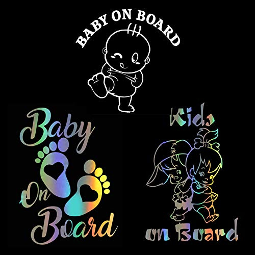 Baby an Bord Aufkleber, Baby an Bord Kinder an Bord Footprint Auto-Warnaufkleber Stoßstangenfenster-Sicherheitsaufkleber 3er-Pack