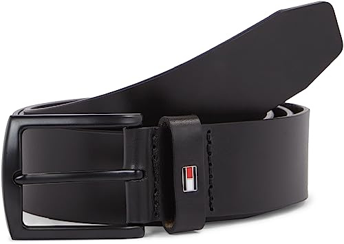 Tommy Hilfiger Herren Gürtel Denton Matte 3,5 cm Ledergürtel, Schwarz (Black), 90 cm