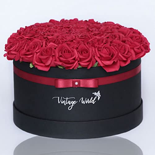 Vintage World Infinity St. Petersburg Handgemachte Rosenbox, 50 Rosen, Geschenkidee, lange haltbar, rot
