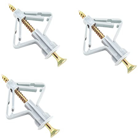 Piutouyar 50 Pcs Drywall Anchors Kit Butterfly Anchors Hollow Wall Anchors Heavy Duty Dry Wall Mount Anchors Plastic Anchors with Screws for Curtain Plasterboard, 50pcs Anchor+50pcs Screws