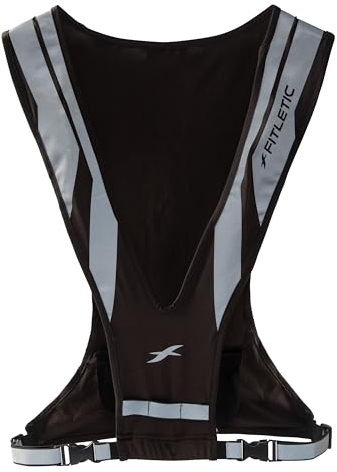 Fitletic® | Glo | Laufweste mit Reflektoren für Joggen | reflektierende Warnweste für Sport in Schwarz
