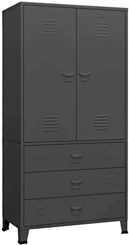 vidaXL Industrial Kleiderschrank Garderobenschrank Schlafzimmerschrank Metallschrank Lagerschrank Mehrzweckschrank Schrank Anthrazit 90x50x180cm Metall