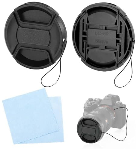 Confezione da 2 copriobiettivo da 62 mm con panno per la pulizia e corda per Nikon Fuji Sony DSLR compatibile con obiettivo Nikon NIKKOR Z 35 mm f/1.8 S e altri obiettivi con filettatura da 62 mm