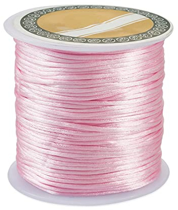 Bestewelry Cordoncino in nylon, 1 mm, in raso, intrecciato, per annodare, macramè, per la creazione di gioielli, cucito (rosa perla)
