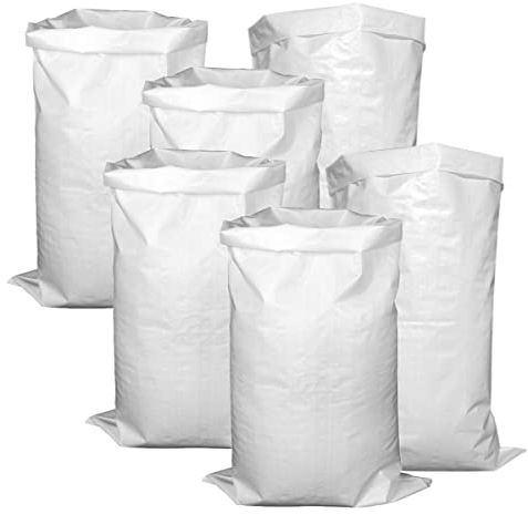 Sacos Escombros,Saco Rafia,15 Piezas Sacos para Escombros,Saco Tierra Jardin Bolsas de Basura para Escombros Bolsas Tejidas De Color Blanco 60x100cm