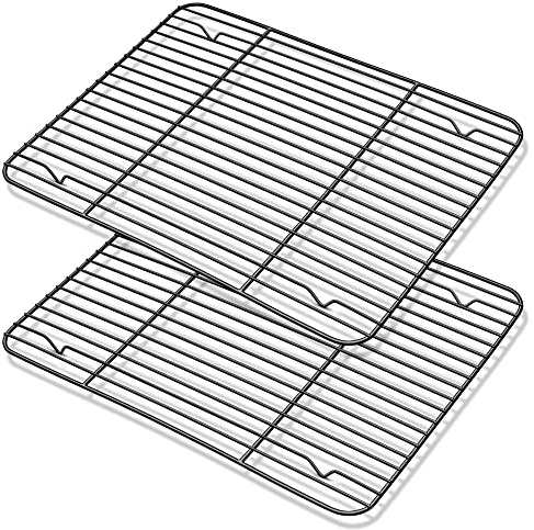 Herogo Cooling Rack, Large Wire Grill Rack Set of 2, 38.9x28.4 cm, Stainless Steel Oven Shelf with Non-Stick Coated, Ideal for Baking Cooking Roasting Grilling, Oven Safe & Non-Toxic, Easy Clean