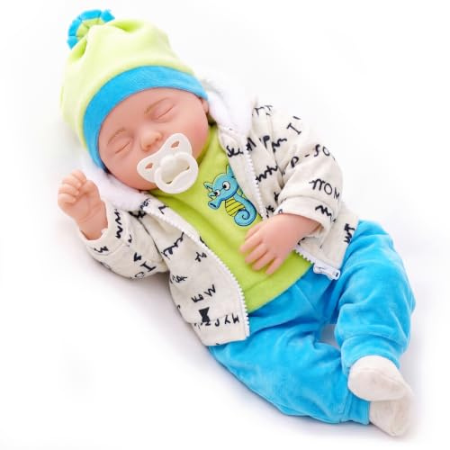 Bibi Doll 18 Baby Boy Doll with Dummy & Sounds - Lifelike, Sleeping Baby Doll, Soft Body, Seahorse Themed Outfit, Realistic Toy for Girls & Boys Aged 18 Months+