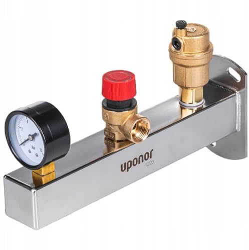 Uponor Fluvia INOX Sicherheitsgruppe 6 bar für Heizung oder Warmwasser mit Anschluss für Ausdehnungsgefäß 3/4, Anschlußgruppe Edelstahl für Zentralheizung oder Trinkwasser