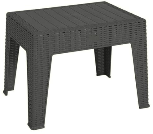 OMS Home Store Garden Coffee Table Sun Lounger Plastic Side Tables White Grey Outdoor Indoor (Rattan, Grey)