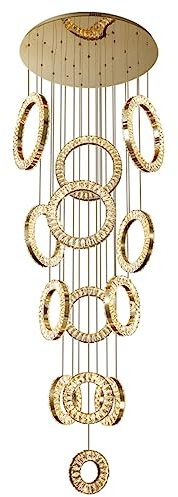 LUOYAOB Modernes Kristall Kronleuchter 13 Ring Kristallkronleuchter Luxuriöse Spirale Foyer Pendelleuchte Moderne dimmbare Led-Deckenleuchte for Esszimmer Wohnzimmer Lobby Treppenhaus Eingangsbereich