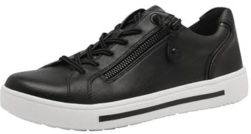 Jana Dam platt med dragkedja, veganska sneakers, svart, 40 EU, svart, 40 EU