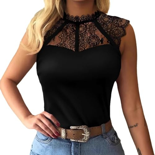 Vxcbad Spitzen Oberteile Damen Body Damen Sexy Spitze Body Spitzentop für Parteien Termine M Schwarz (DE/NL/SE/PL, Alphanumerisch, S, Regular, Regula