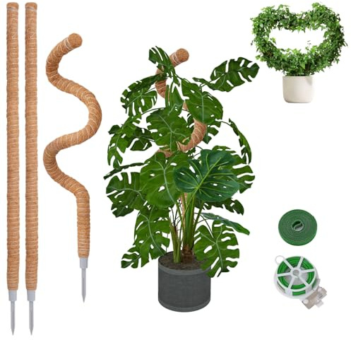 3 Pack 50 Inch Bendable Moss Pole Monstera Plant Support for Climbing Plants Indoor DIY Tall Moss Ploles Made of Coco Coir Sticks Support Stakes for Pothos Philodendron Potted Plants to Grow Upwards