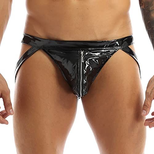 iiniim Stringa Maschile Wetlook Lingerie Erotica Slip Intimo Uomo G-String Sexy Mutandine Perizoma Mutande a Vita Bassa Nero XL