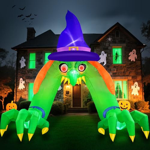 Danxilu 12 Fuß XXL Halloween Aufblasbar Hexe Torbogen Halloween Deko Aufblasbar Figuren Outdoor Groß Eingebaute LED-Leuchten für Draußen Außen Garten Hof Rasen Party Feiertag Innen Dekoration