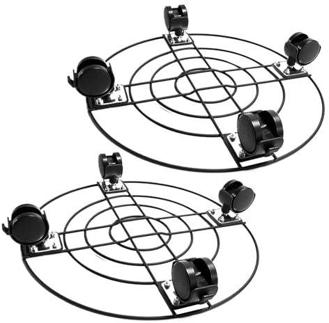 Generisch Rolling Plant Stands with Wheels, 2X Heavy Duty Planter Holder Trolley, Wheeled Caster Base for Indoor Outdoor Garden, Patio, Balcony, Flower Pot Mobility, 1300g, Iron