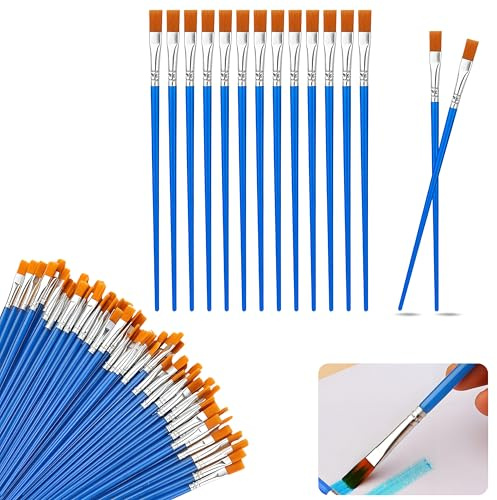 70 Pcs Small Paint Brushes Set, Paintbrushes Bulk with 35 Flat and 35 Round Pointed, Detail Painting, Nylon Hair Oil Watercolor Artist Painting for Classroom Watercolor Canvas Face Painting