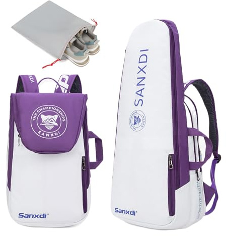[Zaino da tennis e badminton] Borsa da tennis per uomini e donne, può contenere 1-3 racchette, zaino per racchette da tennis, badminton, squash, pagaie da pickleball, palline e accessori sportivi