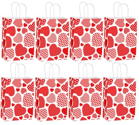 Presentpåsar 8 st. papperspåsar med handtag pappersbärkasse presentpåsar för alla hjärtans dag födelsedag bröllop förpackningar fester