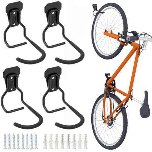 Bike Wall Mount Hangers - 4 Pack, Heavy Duty Vertical Storage Hooks, 77-99Lb Capacity For Garage And Shed Organization