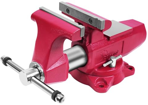 Forward Round Bench Vise, 1750B Economic Industrial Vice PRO with 360° Swivel Base, 5 Jaw Width, 5 Max Jaw Opening, 3-1/4 Throat Depth, 86,000PSI Ductile Iron