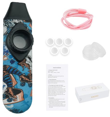 GXGM 1 Pieza para Niños y Adultos Kazoo Profesional, Instrumento Musical Kazoo,Con 5 Membranas + Cordón y Estuche,Regalo de Cumpleaños para Adultos o Niños