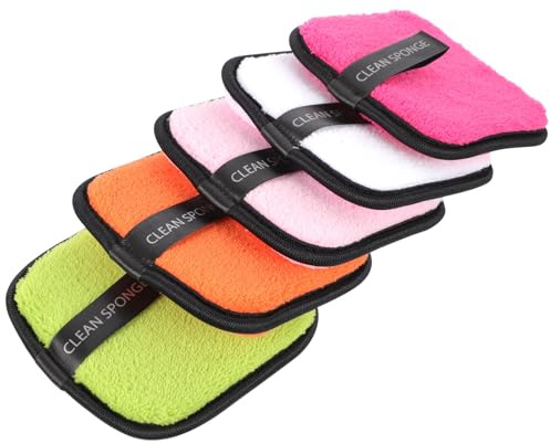 SAFIGLE 5 Stück Wiederverwendbare Make Up Entferner Pads Gesichtsschwämme für Sanfte für Zuhause Reisen und Mehr Zufälligen Farben Zufällige Farbe