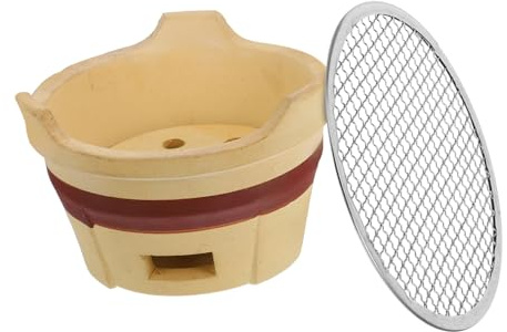AKOOSY Stufa a Carbone in Argilla Per Barbecue Da Esterno Portatile, Fornello Multifunzionale a Legna Resistente Alle Alte Temperature, Per Picnic e Grigliate in Giardino