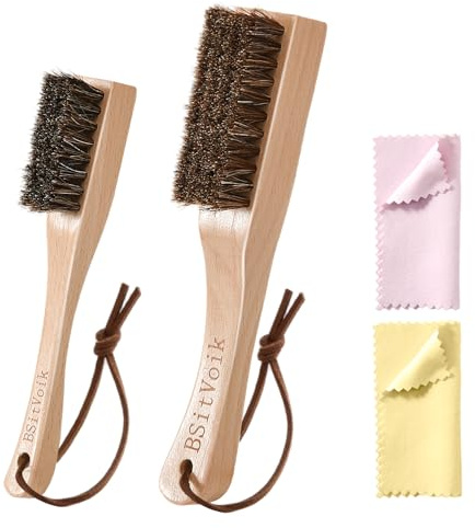 Horsehair Silver Brush Jewelry Cleaning Cloth Set - Detailing Brush for Silverware - Silver Polishing Cloth for Sterling, Cutlery, Metal - Perfect Match for Silver Polish (4PCS-1)