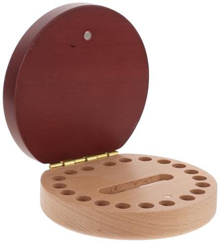 BAZEITFLOW Caja de Recuerdos para Dientes de Leche de Madera para Organizar y Conservar con Compartimentos y Etiquetas Dientes de Niños y Niñas