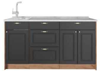 Vicco Köksblock Fame-Line, Herrgård i antracitguld, 150 cm AP Marble, för individuell expansion med kompatibla moduler