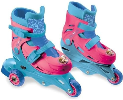 Mondo Toys – Disney Frozen – 3 en línea Skates – Patines de Doble función Ajustables – Ruedas de PVC – Roller niño/niña – Talla S/M 29/32 – 28299