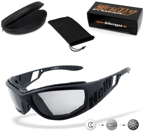 HELLY® - No.1 Bikereyes® | Bikerbrille, Motorradbrille, Motorrad Sonnenbrille | winddicht, gepolstert, beschlagfrei, bruchsicher | Brille