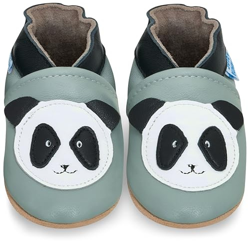 Scarpette Neonata - Scarpe Bambina Primi Passi in Morbida Pelle - Panda - 18-24 Mesi