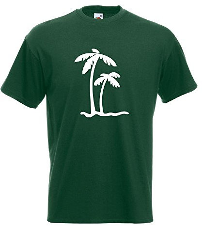 T-Shirt - Palmiers - Bouteille Verte - M - imprimé avec Motif - été - Chemise Amusante - Sport - Loisirs
