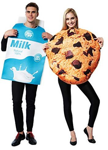 EraSpooky Costume da Unisex Latte e Biscotto Vestito Operato Festa di Halloween Vestito Divertente per Uomo Adulto Coppia Donna