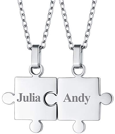 FaithHeart Personalisierte Puzzle Kette für Herren Damen Edelstahl DIY BFF Anhänger Kette Freundschaftskette Couple Kette mit Geschenkebox für Weihnachten Geburtstag