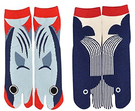 Fendawn Strive 2 Paar Zwei-Zehen-Socken im Japanischen Stil - Flip Flop Finger Socken aus Baumwolle für Unisex-Erwachsene, Zufälliges Muster