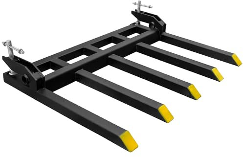 YITAMOTOR Clamp on Debris Forks Fits 48'' Bucket, 2500 lbs Heavy Duty Quick Attach Pallet Forks for Tractor Loader Skid Steer