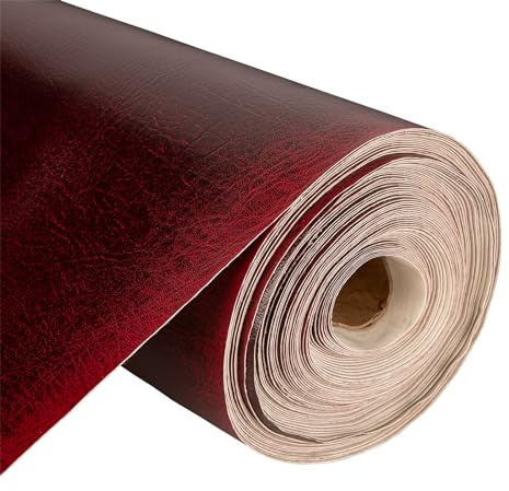 5 meter Claret Red PVC konstläder tyg – texturerad fuskläder vinyl, 140 cm bred, 600 GSM – falsk vegan lädereffekt för klädsel och sömnad – vattentätt foder för stolar, husbilar och båtar