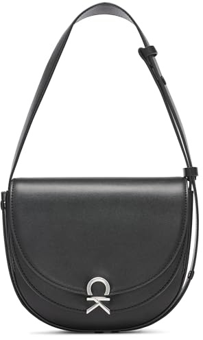 Calvin Klein Damen Crisell Organizational Sattel Crossbody, Schwarz/Silber