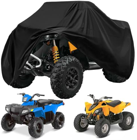 Small ATV Cover YONQIFON Waterproof Heavy Duty Windproof Quad Covers, All Weather Protection 4 Wheeler Covers fit for Kawasaki, Tao Tao, Honda, Polaris, Yamaha 90cc 110cc 125cc ATV