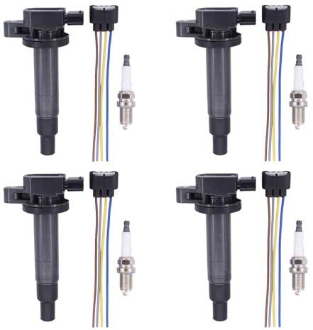 MOTOKU Ignition Coil and Spark Plug Connector for Toyota Yaris Prius Echo Scion xA xB 1.5
