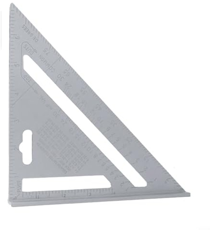 Righello triangolare in lega di alluminio, 17,8 cm, triangolare, quadrato, goniometro per falegname, righello per misure e disegni (per argento imperiale)