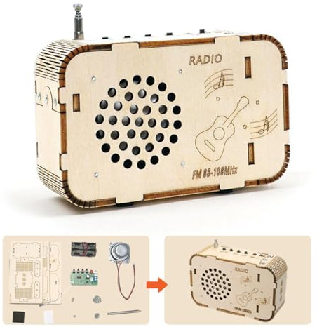Kinder-Bastelradio-Modell, DIY Radio, FM Radio Kits, DIY Lötprojekte Elektronik Kits, FM 87-108 MHz Lötübungs Kit, Drahtloser Empfänger Radio Bausatz für Lernen und Lehren (B)